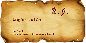 Ungár Jolán névjegykártya